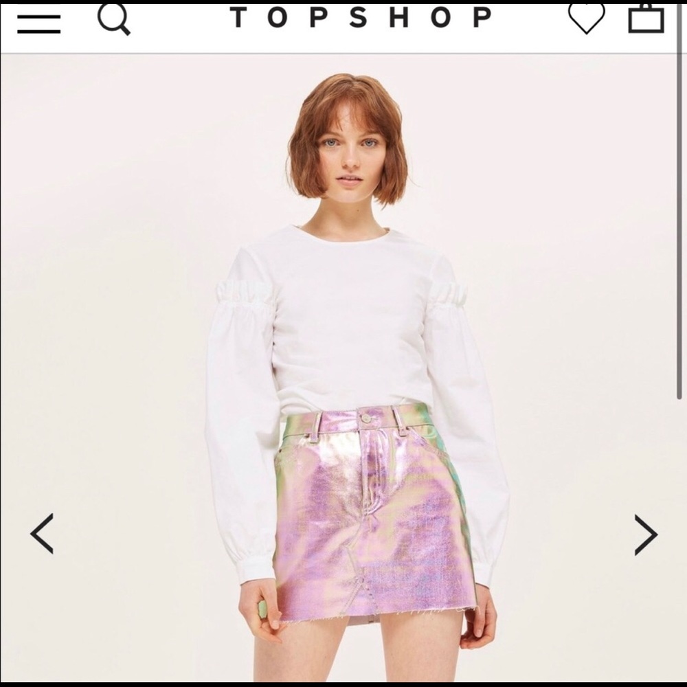 TopShop Iridescent Coated Denim Moto Mini Sz 10